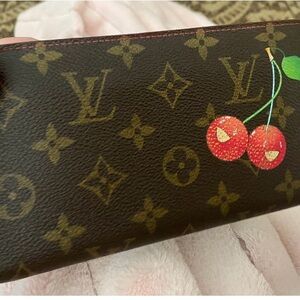 Louis Vuitton Brown Monogram Wallet with Cherry Accents
